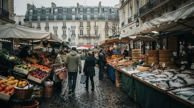 Paris food markets: covered halls and open-air stalls